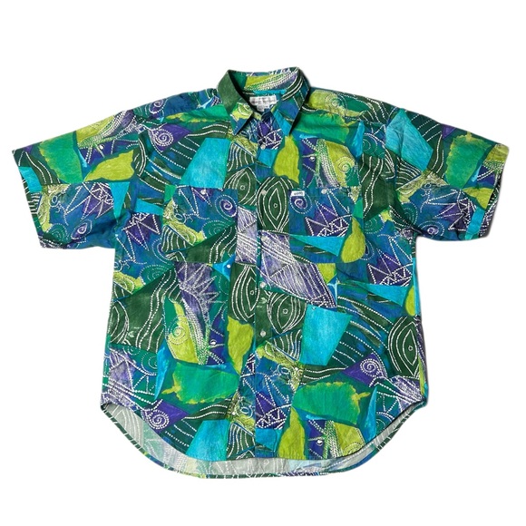Vintage Guess by Georges Marciano Green Cotton Shirt XL | short sleeve button up - Picture 1 of 6